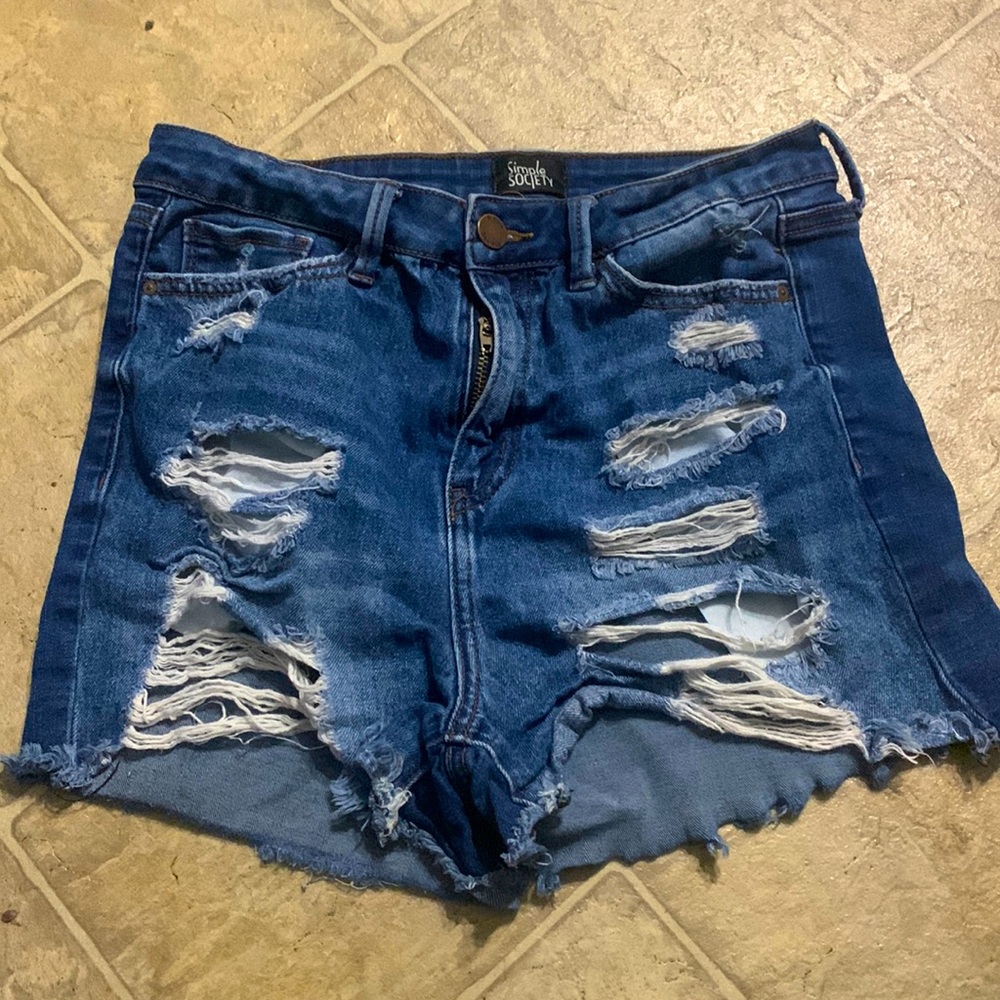 Distressed Jean Booty Shorts
